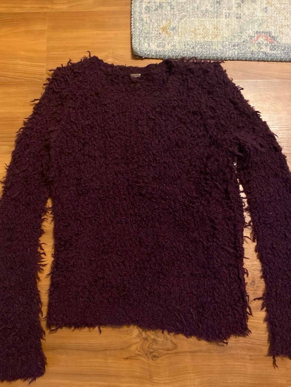 Free People Shaggy Crewneck Sweater in Plum